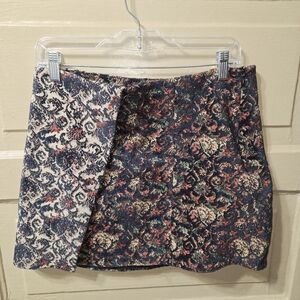 Free People Jacqaurd Faux Wrap Knit Mini Skirt EUC